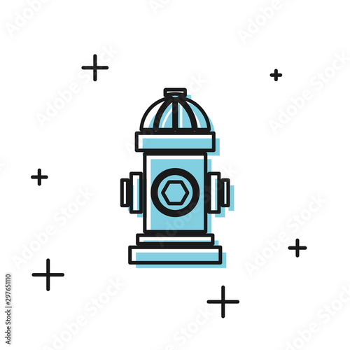 Black Fire hydrant icon isolated on white background. Vector Illustration
