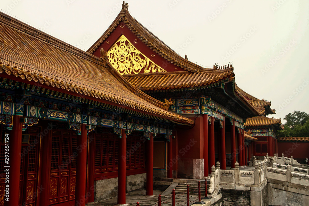 Typical red building in the Imperial Forbidden City, Beijing, China