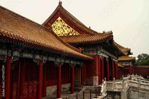 Typical red building in the Imperial Forbidden City  Beijing  China