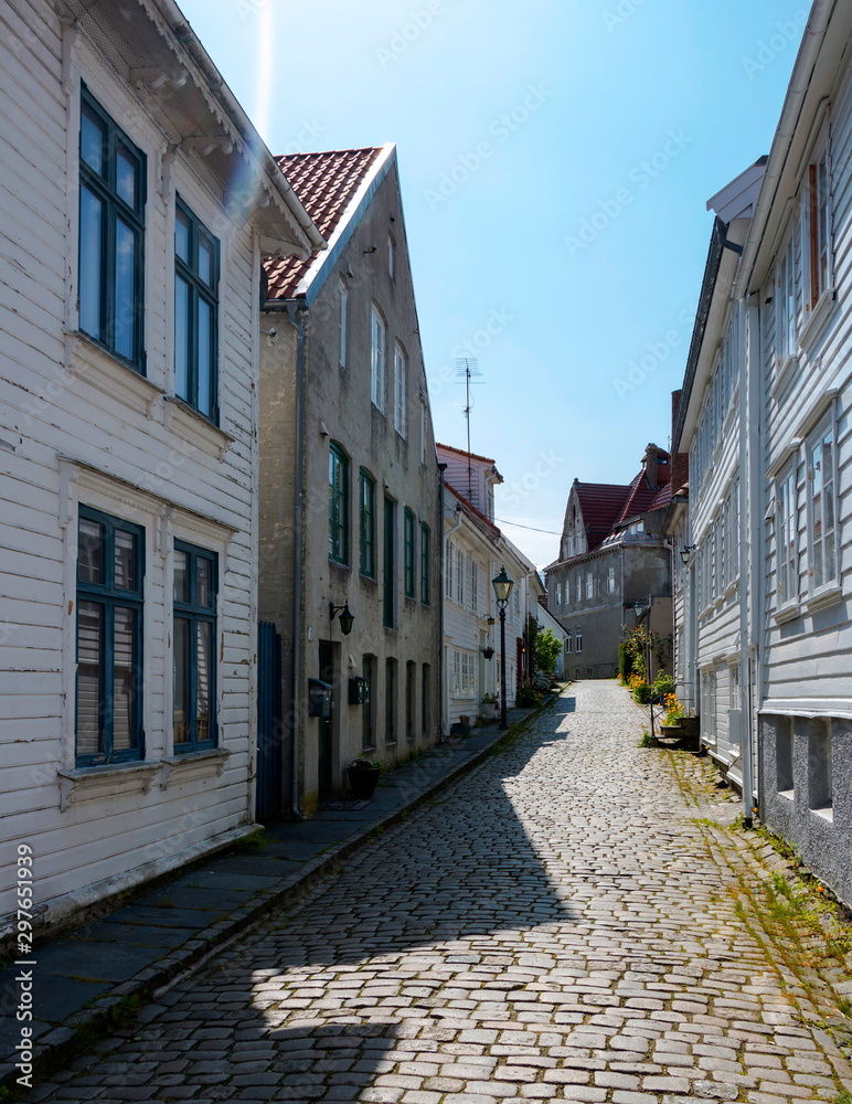 White and beautiful old town Stavanger in Norway