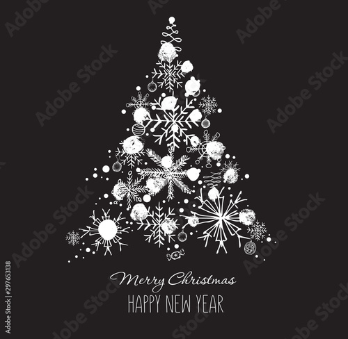 Christmas tree. Hand drawn illustration.