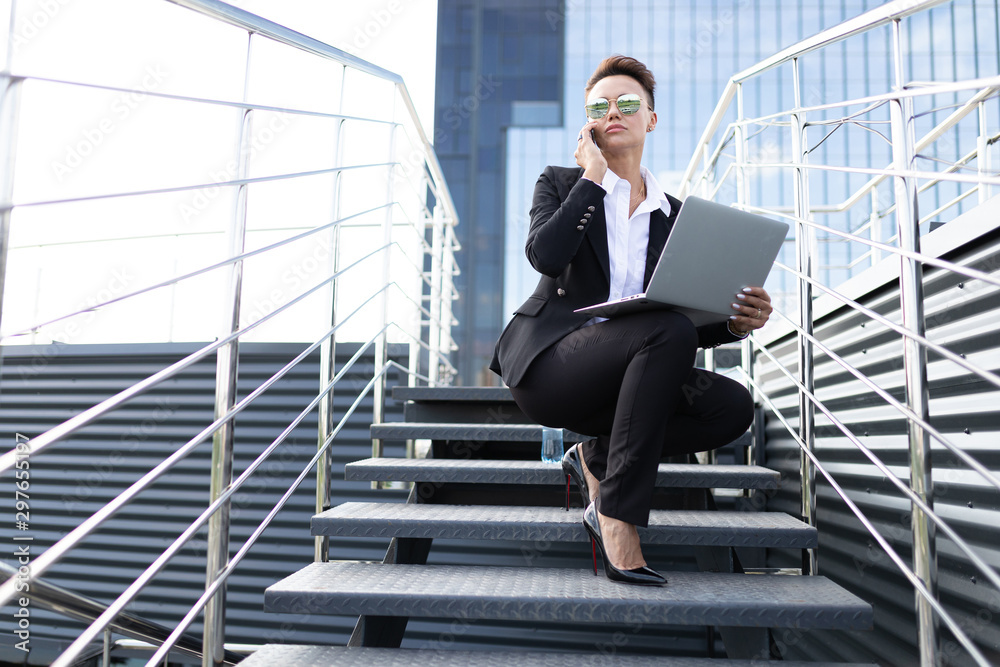 Business On The Go, concept of young successful business lady, professional in company management Business On The Go, concept of young successful business lady, professional in company management