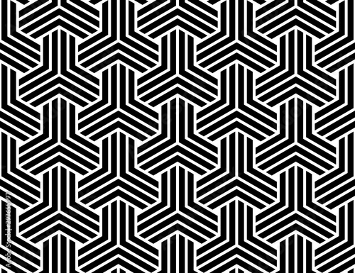 Abstract geometric pattern with stripes, lines. Seamless vector background. White and black ornament. Simple lattice graphic design