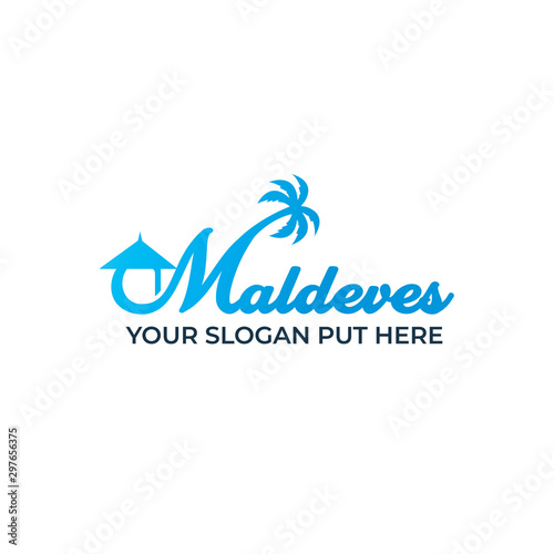 Creative & Modern Typography Maldives Beach logo design template vector eps for travel or beach property company, business Or industry purpose ready to use