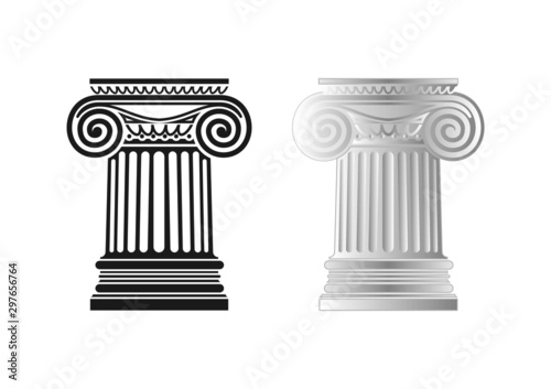 Architecture, ionic column, vector drawing