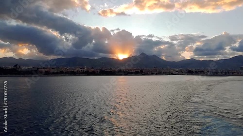 Sunset on the sea in Palermo photo