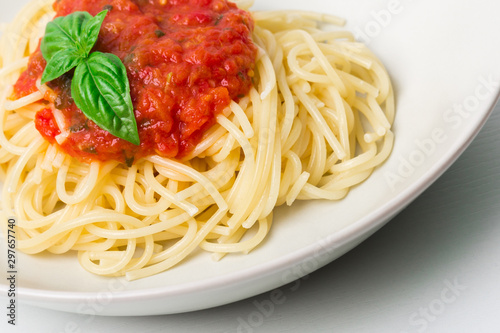 Original Italian Spaghetti with fresh tomato sauce and fresh basil