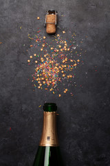 Champagne bottle and sweets holiday