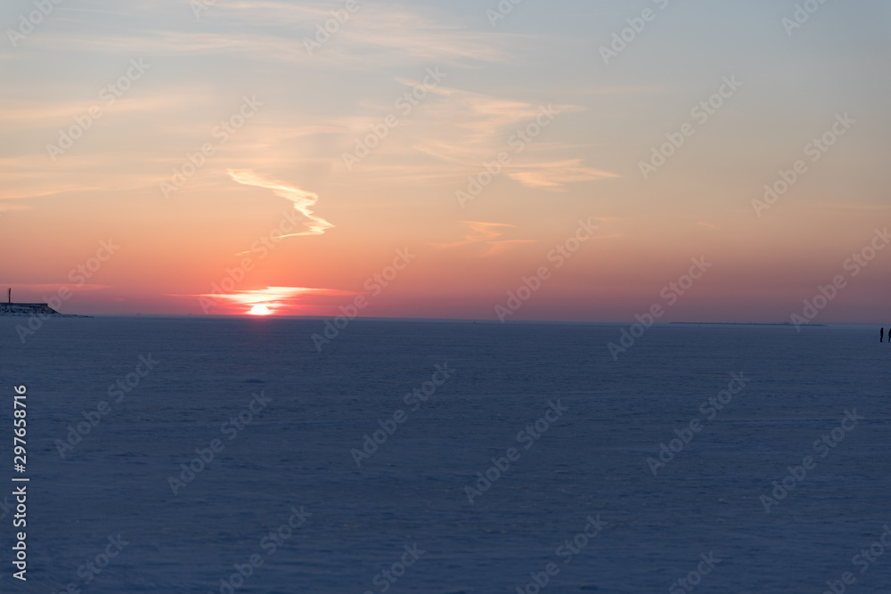 winter landscape with sea and sky