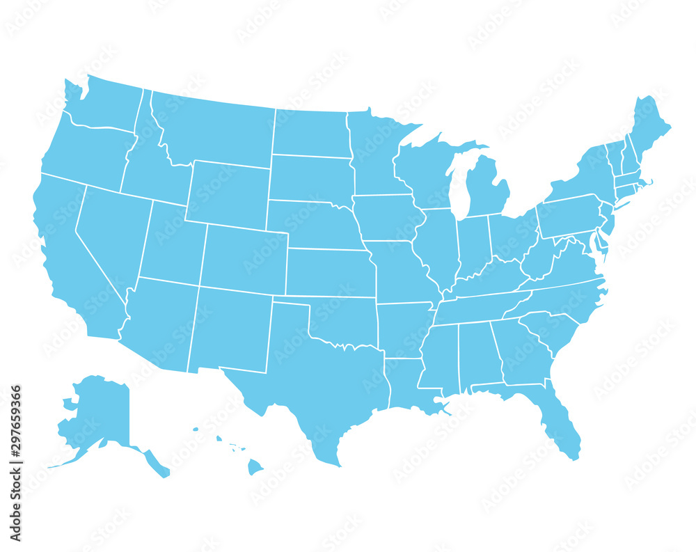 Naklejka Vector usa map america icon. United state america country world map illustration