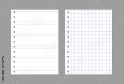 Exercise book paper page background. Notebook sheet lined texture pattern