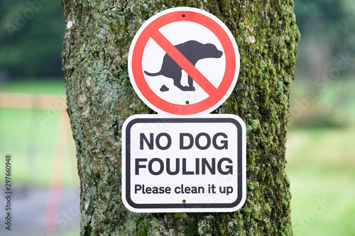 No dog fouling sign in children's public play park