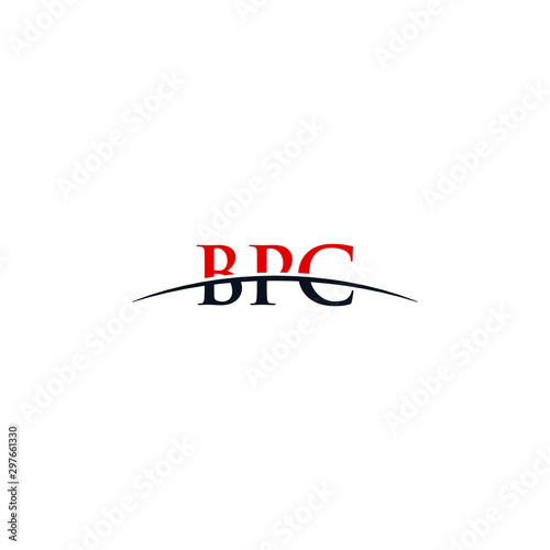 Initial letter BPC, overlapping movement swoosh horizon logo company design inspiration in red and dark blue color vector