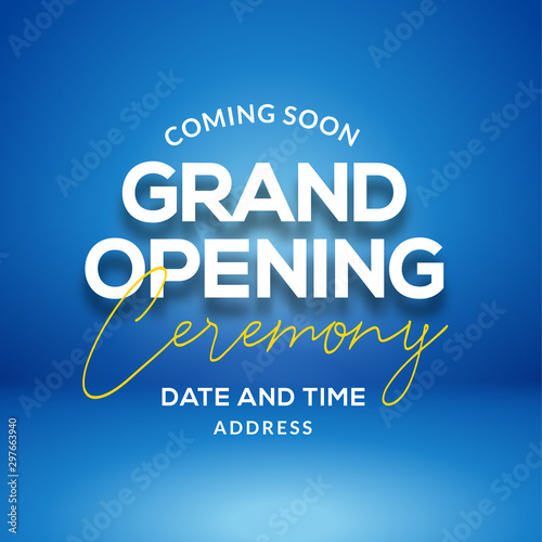 Grand Opening ceremony poster concept invitation. Grand opening event decoration party template