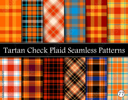 Set Tartan Plaid Scottish Seamless Pattern