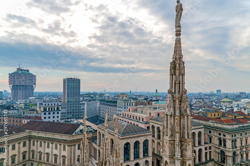  View over Milan from the gothic cathedral Duomo di Milano, Italy