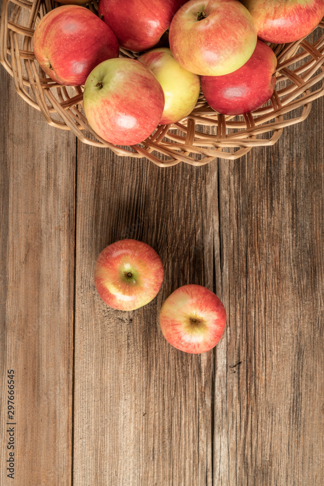 organic ripe apples on a wooden table organic ripe apples on a wooden table