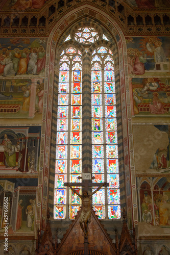 detail of the inside of the cathedral in Orvieto Umbria Italy
