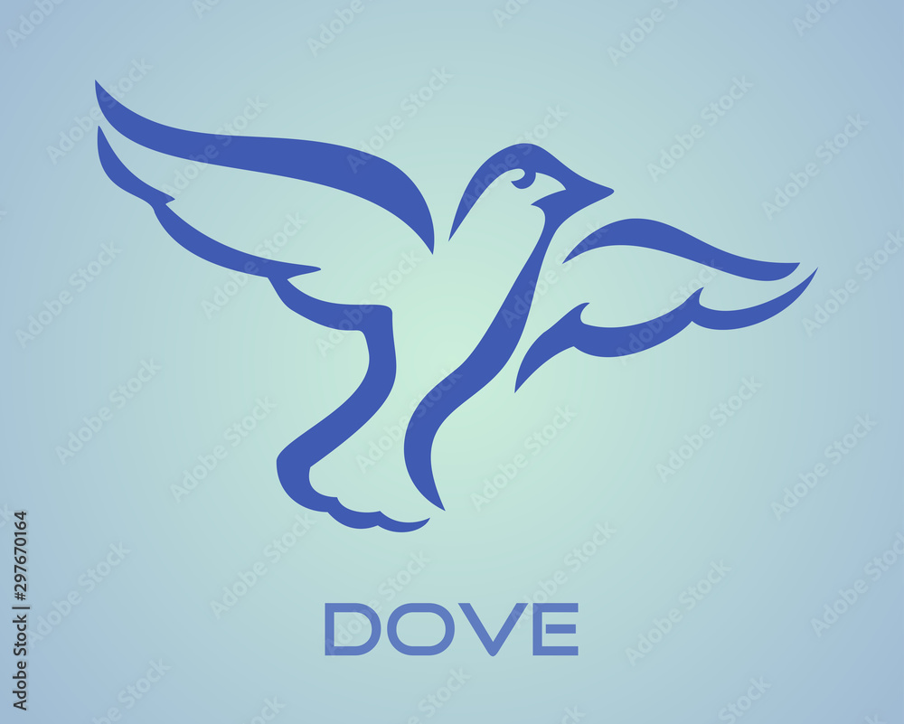 Obraz premium Flying Dove abstract Logo vector design element template, Creative concept logotype Travel Company, Vector illustration