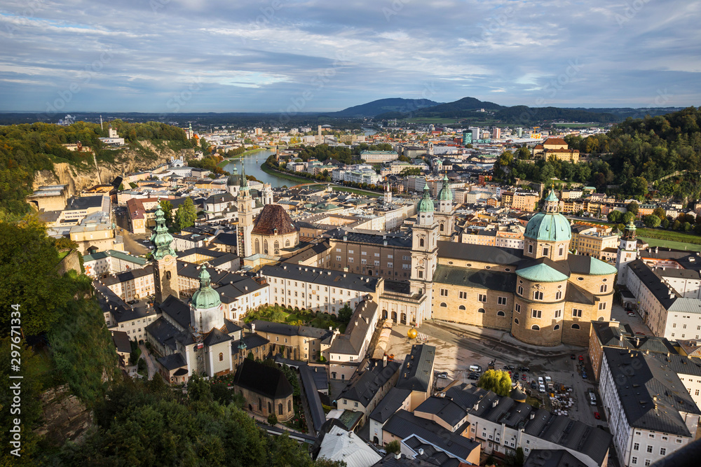 salzburg austria cityscape from above