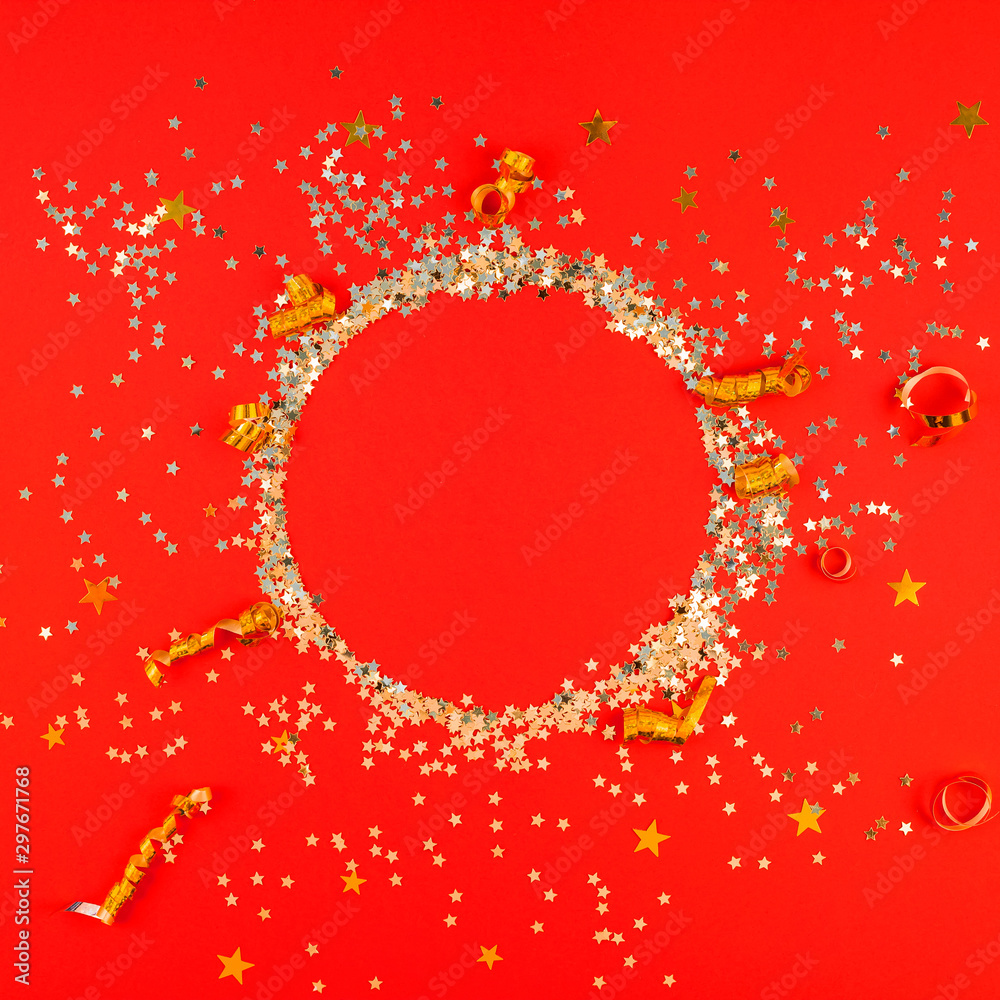 Christmas golden round glitter frame background Christmas golden round glitter frame background