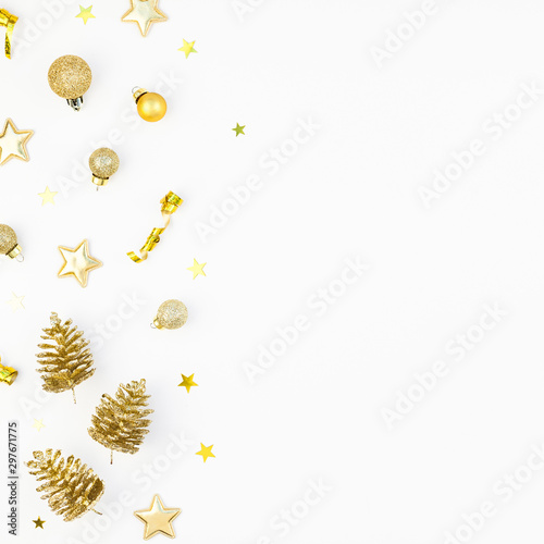 Christmas composition with golden decoration