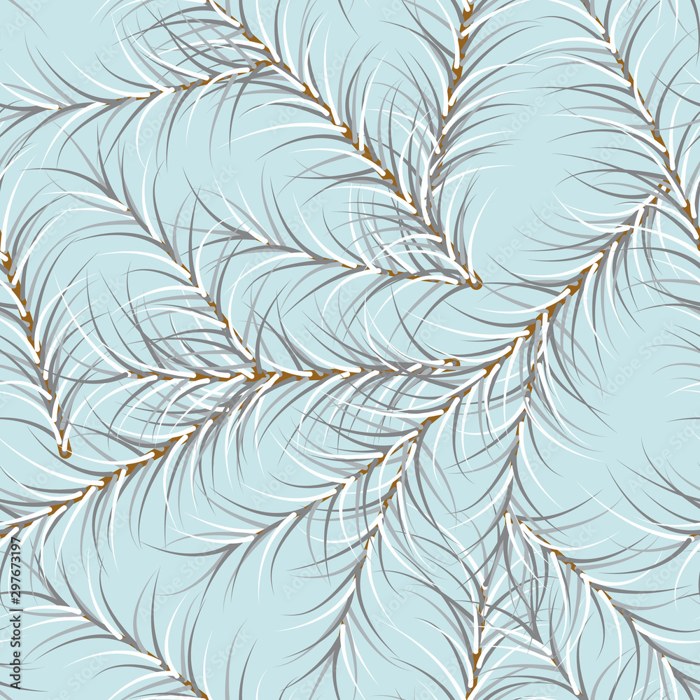 Winter, Christmas tree branches background. Seamless pattern for holiday with pine tree needles. vector illustration.