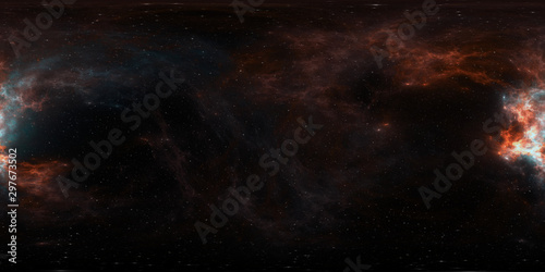 360 degree giant nebula after a supernova explosion, equirectangular projection, environment map. HDRI spherical panorama.