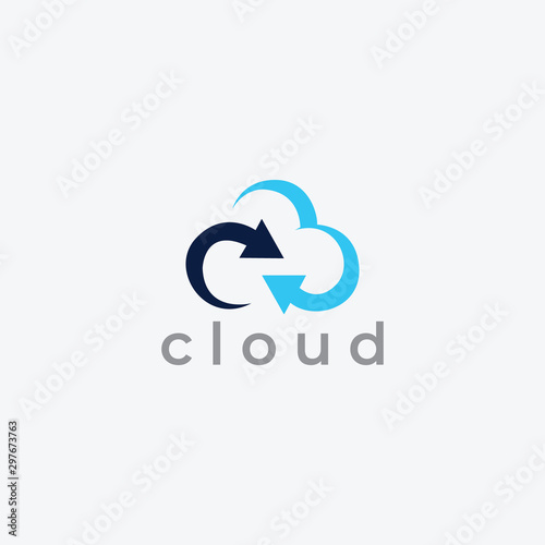 Cloud Logo template. Grow. Arrow. growth bar. Business and Consulting.