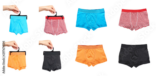 Different underpants, set and collection. Isolated on white.