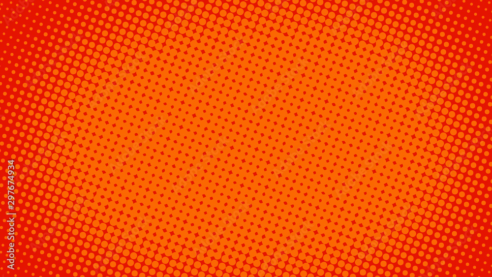 Red and orange pop art background with halftone dots desing in retro comic style Red and orange pop art background with halftone dots desing in retro comic style