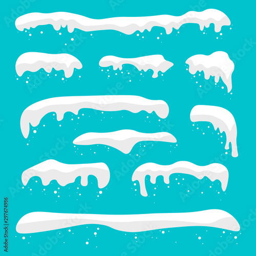 snowdrifts set. Snow cap vector collection. Winter decoration element. Cartoon template. snow cap for design and decoration of Christmas greeting cards.