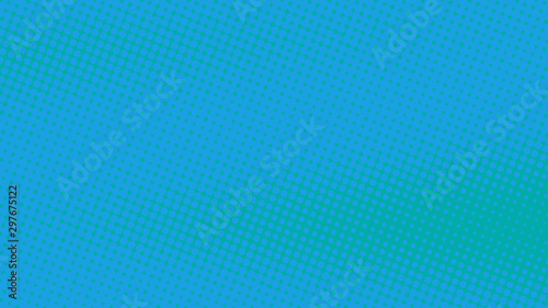 Blue and turquoise pop art background with halftone dots in comic style, vector illustration eps10