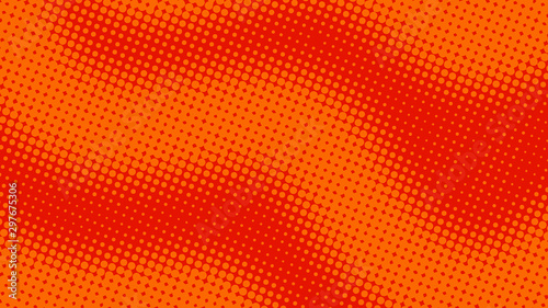 Red and orange pop art background with halftone dots in comic style  vector illustration eps10
