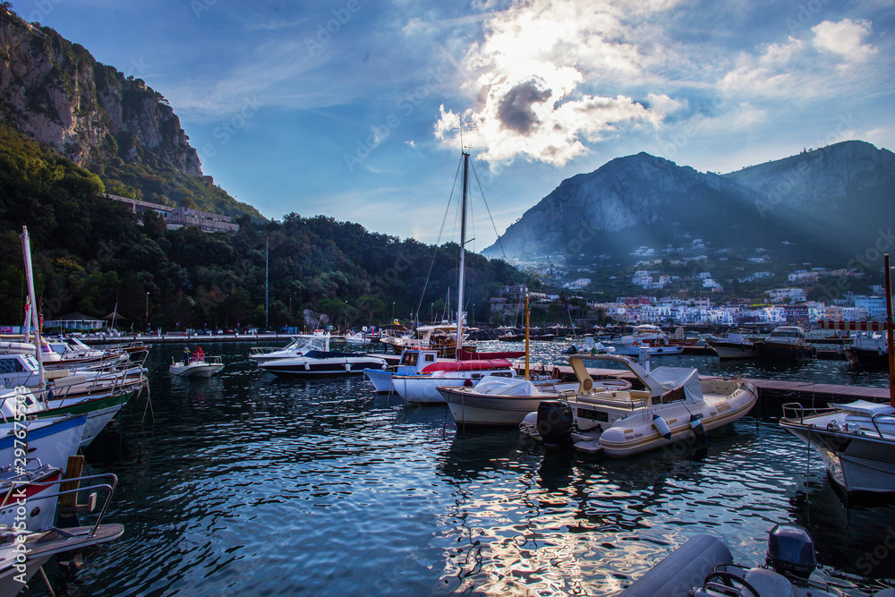 Majestic   view on  harbor  abd island Capri