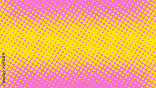 Pink and yellow pop art retro background with halftone dotted design in comic style