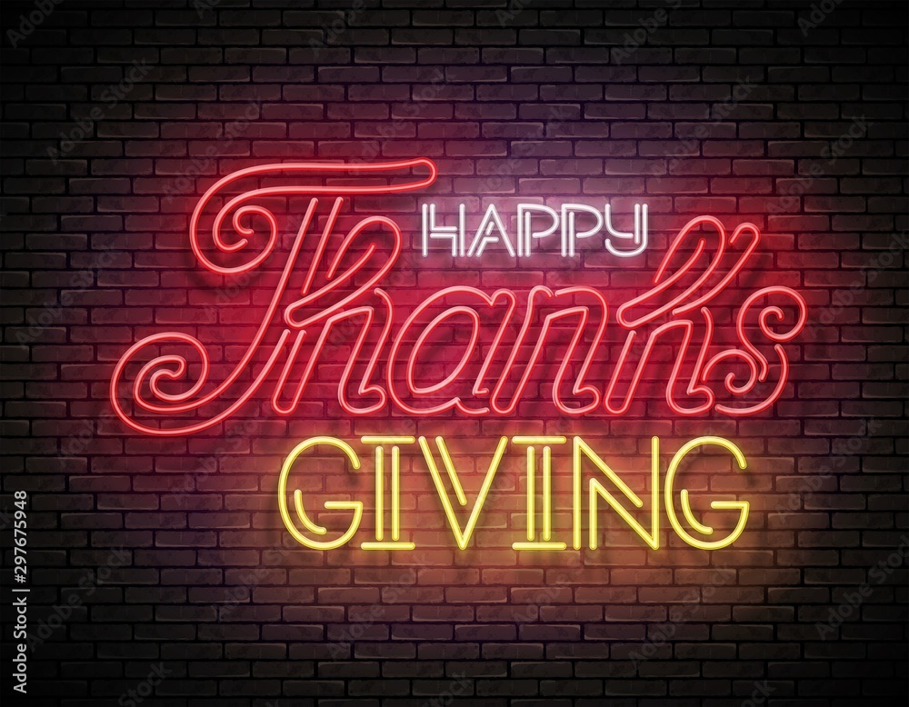 Glow Greeting Card with Happy Thanksgiving Inscription Glow Greeting Card with Happy Thanksgiving Inscription