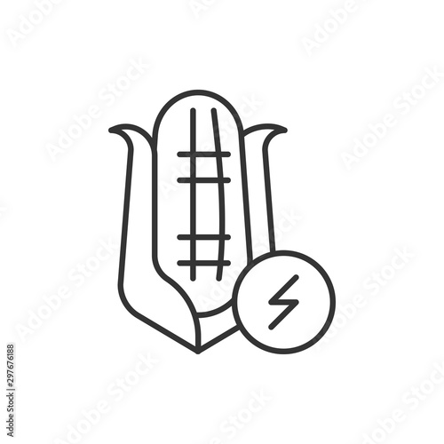 Biomass line color icon. Eco energy and biofuel. Alternative energy vector pictogram. Eco friendly. Green technology symbol.