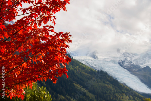 Autumn in Chamonix Mont Blanc, a ski resort at the foot of Mont Blanc, in the Alps of eastern France.