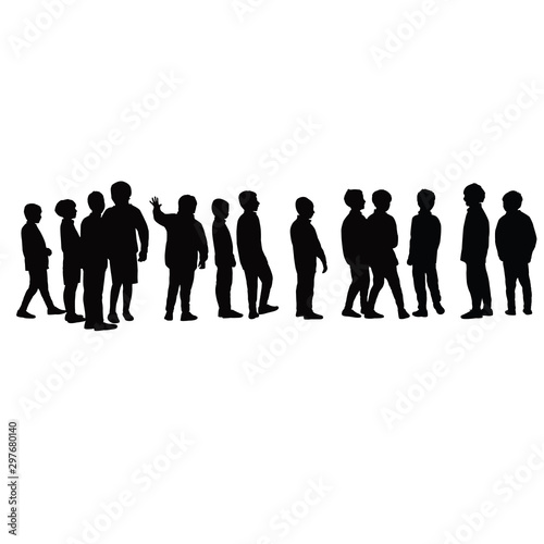 boys playing together, silhouette vector