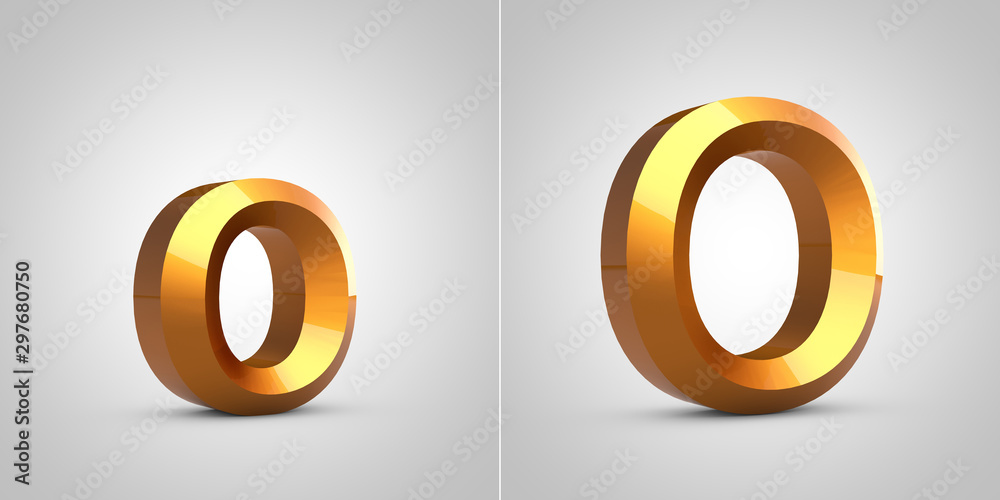 Gold 3d letter O isolated on white background. Gold 3d letter O isolated on white background.