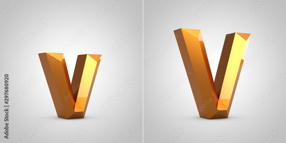 Gold 3d letter V isolated on white background. Gold 3d letter V isolated on white background.