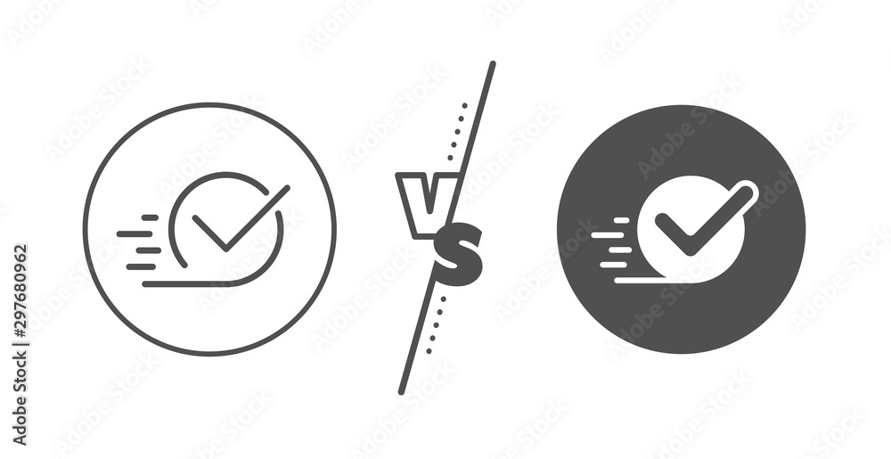 Accepted or confirmed sign. Versus concept. Approved line icon. Line vs classic checkbox icon. Vector Accepted or confirmed sign. Versus concept. Approved line icon. Line vs classic checkbox icon. Vector