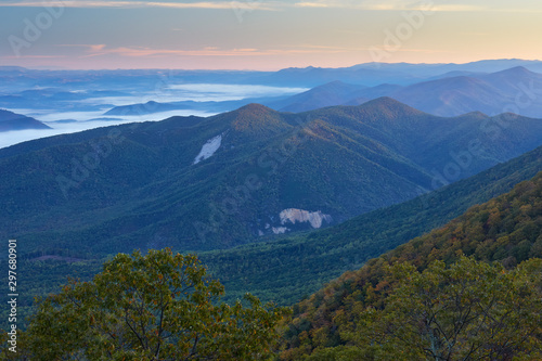Scenic view toward the James River Face Wilderness and mountains of the Blue Ridge near Buena Vista, Virginia photo