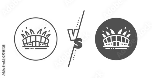 Sport complex sign. Versus concept. Arena stadium line icon. Championship building symbol. Line vs classic arena stadium icon. Vector