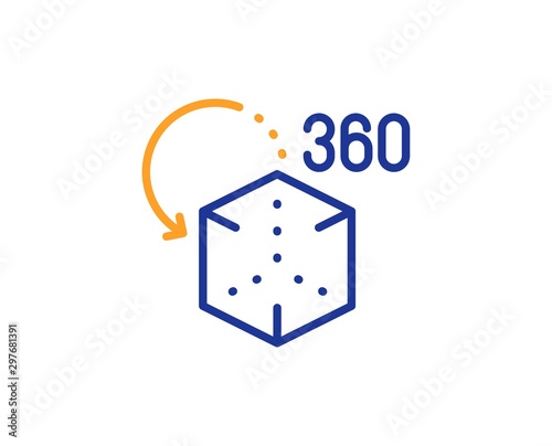 VR simulation sign. Augmented reality line icon. 3d cube symbol. Colorful outline concept. Blue and orange thin line augmented reality icon. Vector
