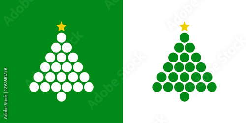 Logotipo con árbol abstracto con círculos verde y blanco