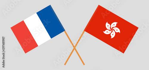 Hong Kong and France. Hongkong and  French flags
