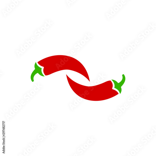 An illustration of two fresh red chilli peppers. Stock Vector illustration isolated on white background.