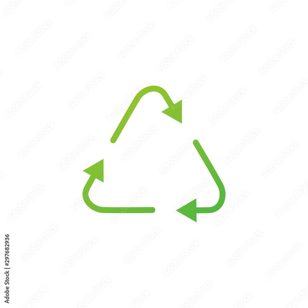 Green arrows recycle eco triangle symbol. Recycled sign. Cycle icon. Recycled materials symbol. Stock Vector illustration isolated on white background. Green arrows recycle eco triangle symbol. Recycled sign. Cycle icon. Recycled materials symbol. Stock Vector illustration isolated on white background.